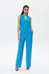 Azure blue high waist wide leg trousers